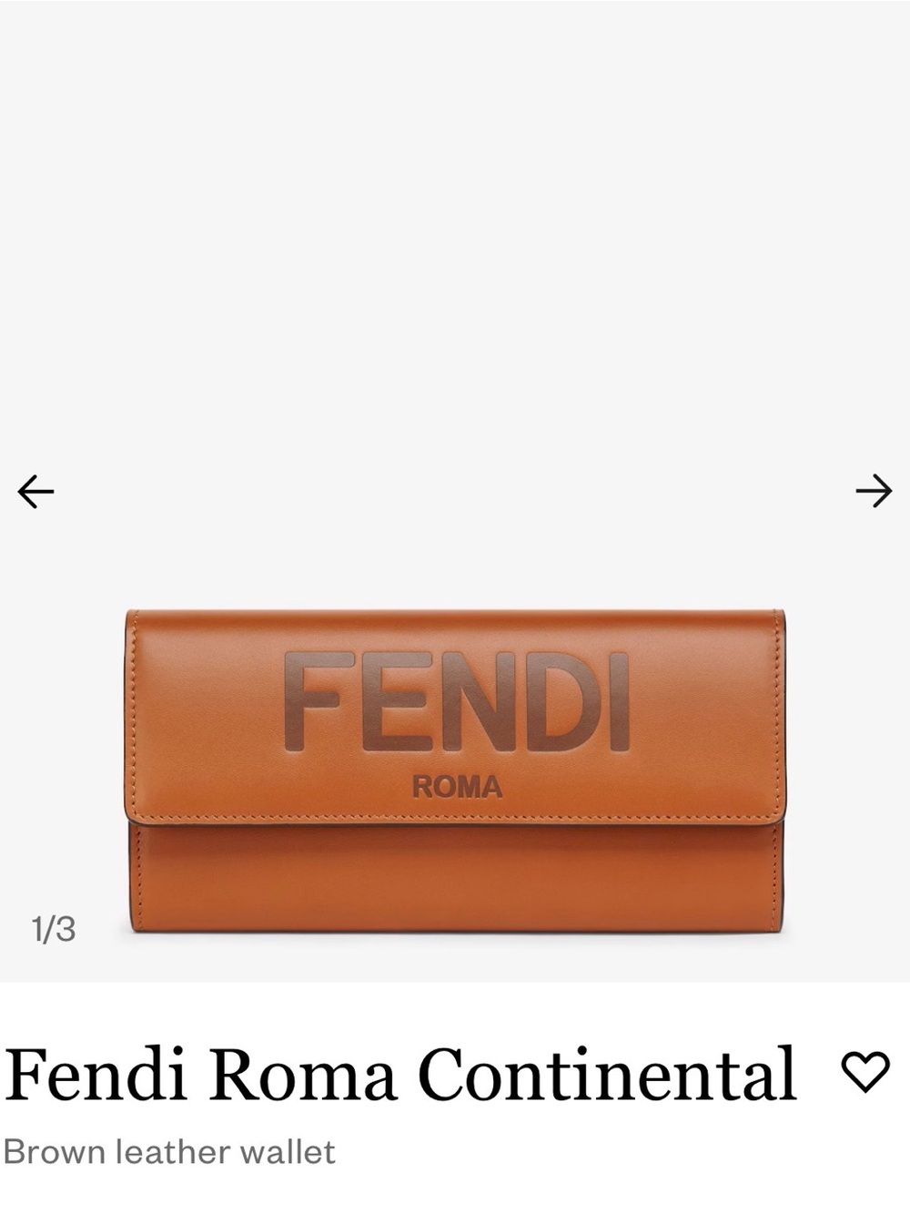 Used Long Fendi Roma Continental Wallet